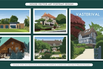 create a house portrait into a vector art illustration
