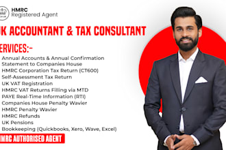file UK company accounts, UK tax return, and hmrc vat return