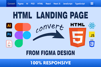 convert figma landing page design to responsive HTML react app
