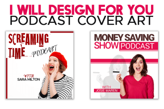 design photographic podcast cover art or typographic podcast cover design