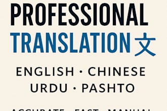professionally translate chinese english urdu and pashto accurate and fast
