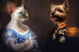 draw a custom royal pet portrait