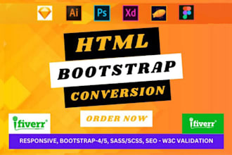 convert figma to html, xd to HTML, PSD to HTML responsive bootstrap 5