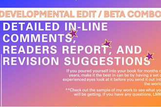 combo beta read and developmental edit of your novel with tough honest feedback