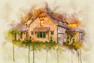 draw a watercolor painting of your house from a photo