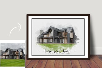 create watercolor portrait of your house from your image