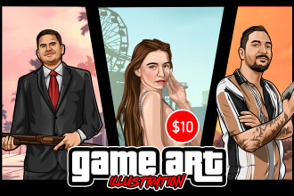 draw awesome gta style vector cartoon portrait from your photo
