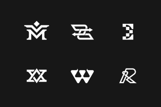 do a monogram timeless minimalist flat business logo maker and branding