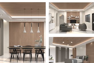 create interior design of residential or commercial spaces