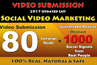 do Viral PROMOTION for your Youtube video with 80 Video Submission
