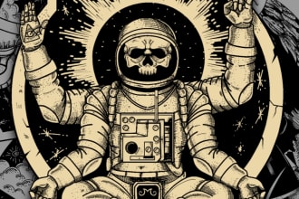 draw retro vinatge tarot card style