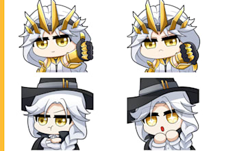 draw cute chibi anime emotes, emoji, stickers