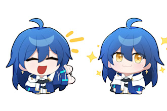 draw cute chibi anime emotes, emoji, stickers