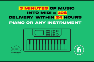 create a piano midi arrangement of any song within 24 hours