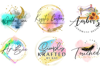create a watercolor logo for your business , branding , business card