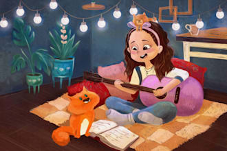 children story book illustration and children book cover