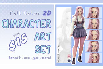 create a custom 2d anime character art set with expressions