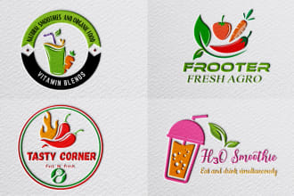 design fruit, coffee, cafe, drink, food and juice logo