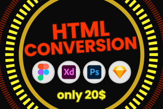 convert figma, xd, PSD, sketch to HTML responsive