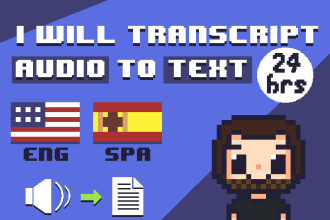 transcript audio to text, spanish and english