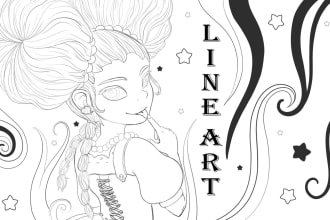draw anime or cartoon line art to color, sketch or tattoo