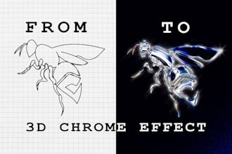 design or turn your logo to custom 3d chrome effect