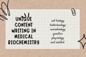 write and review articles, blogs, and SEO contents in biochemistry