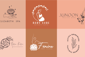 design handdrawn botanical minimalist feminine floral boho logo