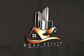 design a unique real estate with, property, logo design