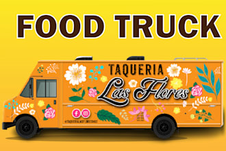do awesome food truck wrap design and trailer wrap design for you