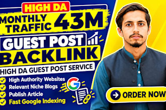 do SEO guest post backlink, high da guest post service, publish article