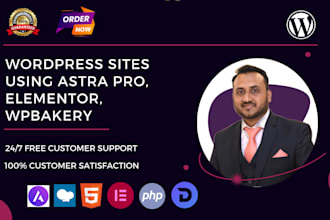 build wordpress site with astra pro, elementor pro, wpbakery
