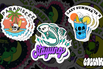create awesome sticker,logo,patch and label design