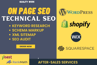do on page SEO for wordpress, shopify, wix, squarespace site
