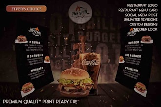 design a restaurant logo , menu , promotional posts ,banner and templates