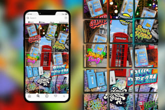 create instagram puzzle feed and grid post design