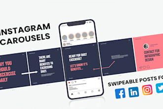 design creative carousel post and social posts for insta fb linkedin twitter
