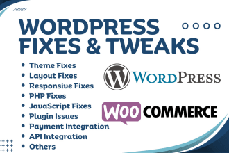 fix and tweak your wordpress, HTML PHP and database issues