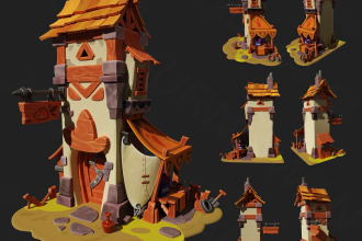 create 3d asset game, animation in stylized for unity, unreal, blender