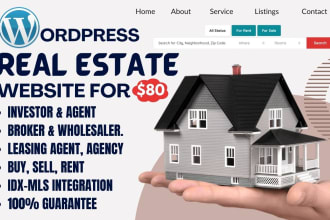 develop a modren real estate website in wordpress