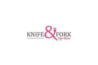 design an impactful traditional clean logo for knife fork cafe bistro