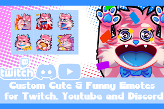 draw cute and funny emotes for twitch, youtube and discord