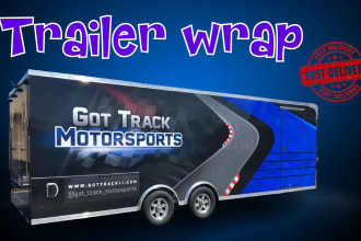 design professional box trailer , trailer wrap, food truck wrap, van wrap design