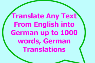 translate Any Text From English intoGerman up to1000 words,German Translations