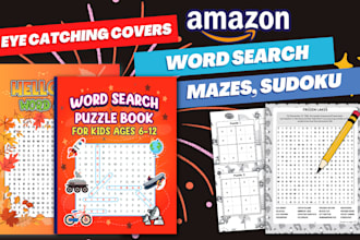 create puzzles and covers for word search puzzle books for KDP