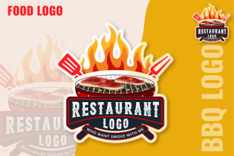 do restaurant food logo, BBQ, bakery, cake, ice cream, coffee, juice, sweets,