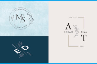 design modern wedding photography monogram initials watermark logo in 24 hours
