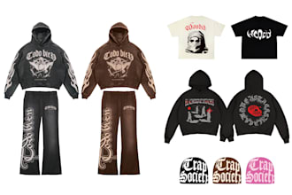 design luxury streetwear collection brand y2k merch graphic t shirt and hoodie
