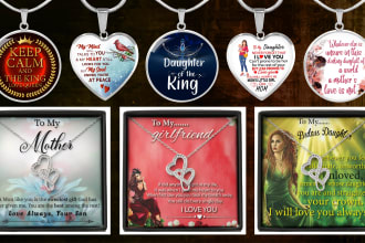 do message card design, heart pendant, and dog tag design for shine on necklaces