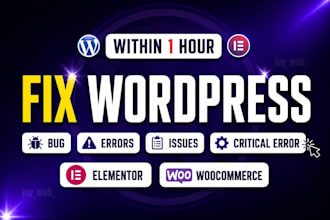 fix wordpress website issues, bugs, critical error, 403, 404, 500, 503 errors